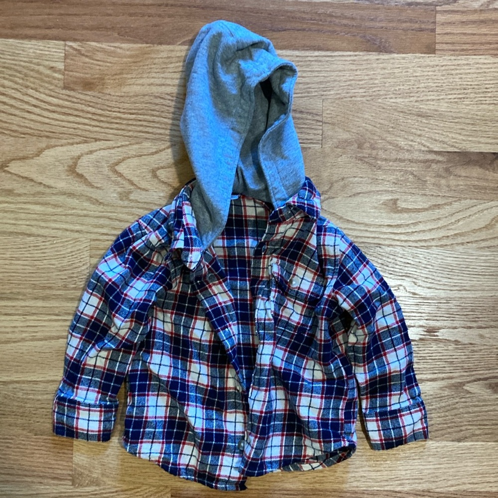 Old Navy 18-24 mos plaid hooded button down